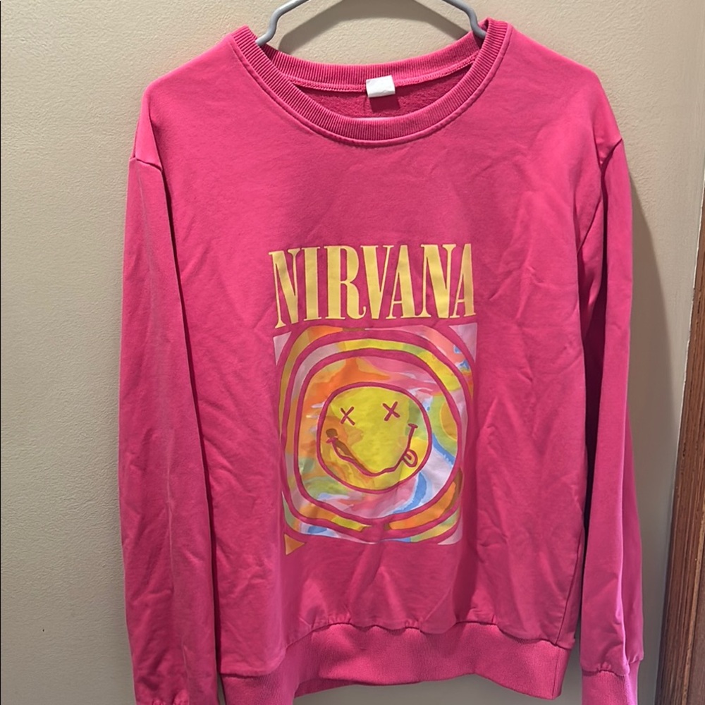 💚HP💚Oversized Nirvana Smiley Sweatshirt - Picture 1 of 3